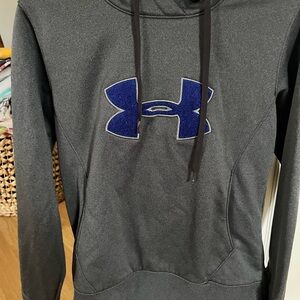 Women’s Under Armour Gray Running Hoodie with Blue Logo